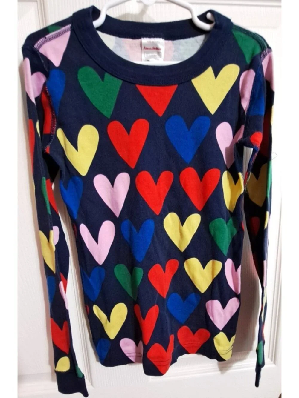 Hanna Andersson Girl's 8 Happy Hearts Long John Pajama Set